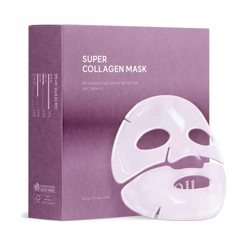 AROCELL Super Collagen Hydrogel Mask 8 Facial Sheet Dual Matrix Hydrogel Masks with Low Molecular Weight Collagen for Elasticity Hydrating Anti-Aging Cooling Korean Skincare 43g x 8ea