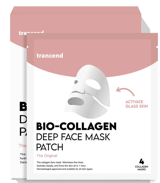 Trancend Collagen Face Mask for Korean Skin Care Hydrating Face Masks Skincare Bio-Collagen Hydrogel Sheet Mask Overnight Pore Minimizing & Elasticity Improvement 39G (4 Count)